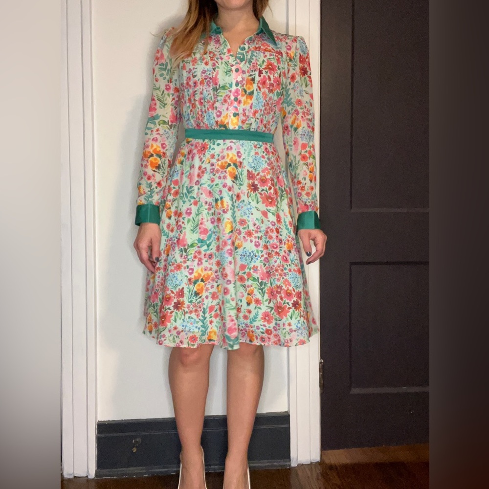 Modcloth floral long sleeve dress